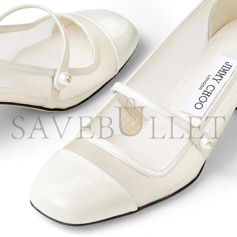Ji*y Ch* elisa 45 latte patent and mesh pumps elisa45tnx